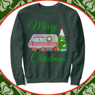 Frohe Weihnachts-Vintag-Camper-Anhänger Sweatshirt