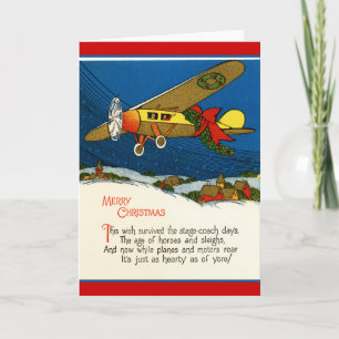Frohe Weihnachts-Vintag-Flugzeug Feiertagskarte