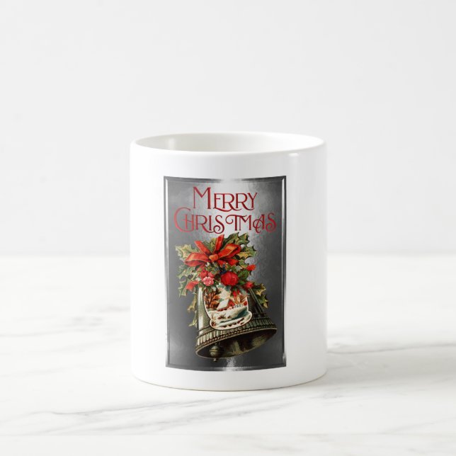 Frohe Weihnachts-Vintage Weihnachts-Bell Design Kaffeetasse (Mittel)