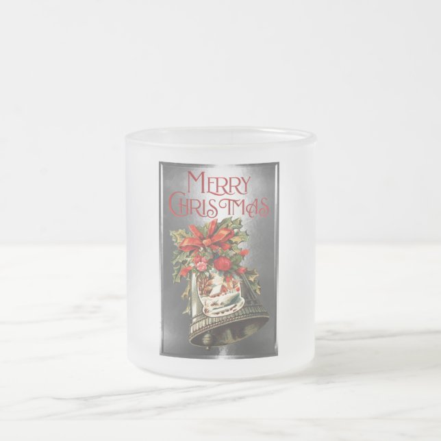Frohe Weihnachts-Vintage Weihnachts-Bell Design Mattglastasse (Mittel)