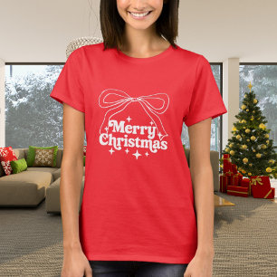 Frohe Weihnachts von Hand gezeichnet Bogen Retro T-Shirt