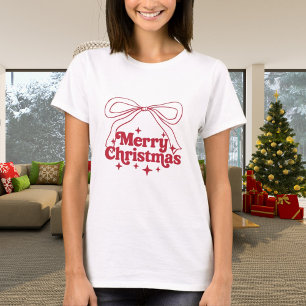 Frohe Weihnachts von Hand gezeichnet Bogen Retro T-Shirt