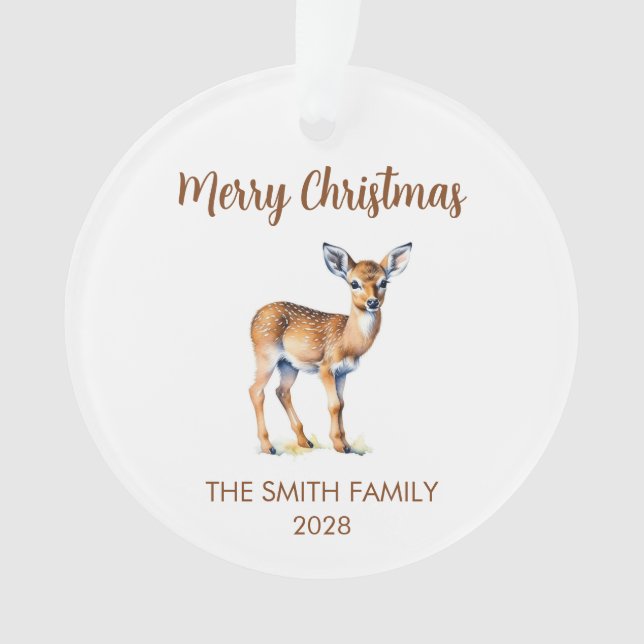 Frohe Weihnachts-Wasserfarbe Hirsche Familie Foto Ornament (Vorderseite)