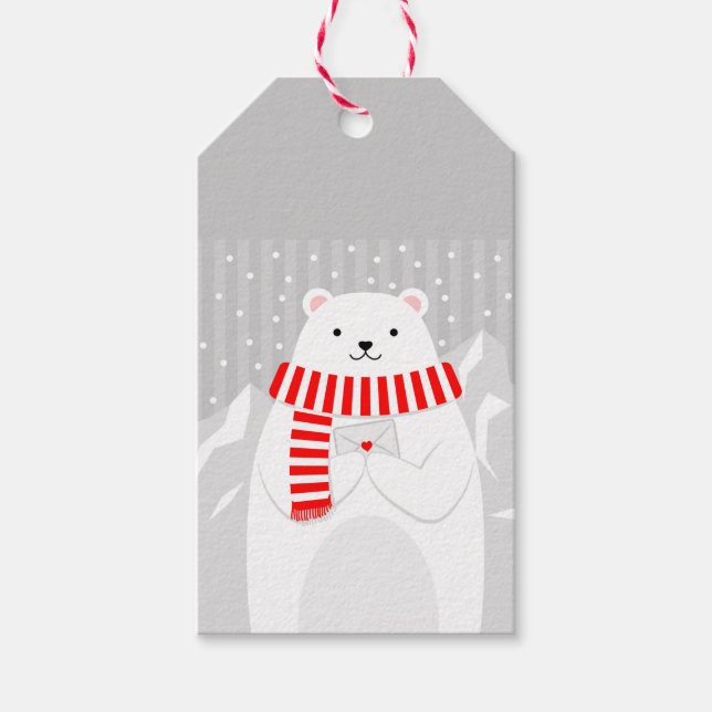 Frohe Weihnachts Wasserfarbe Polar Bären Tier Geschenkanhänger (Vorderseite)