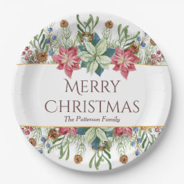 Frohe Weihnachts Wasserfarbe Winter Blume Name Pappteller