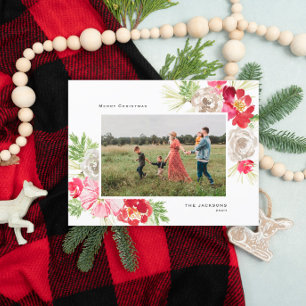 Frohe Weihnachts-Wasserfarben-Blume Feiertagspostkarte