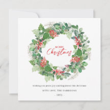 Frohe Weihnachts Wasserfarben Blumenkarte