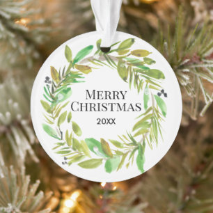 Frohe Weihnachts Wasserfarbenkranz Foto Ornament