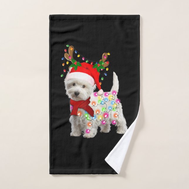 Frohe Weihnachts-Weihnachten-Westie-Hunde-Rentier- Handtuch (Handtuch)
