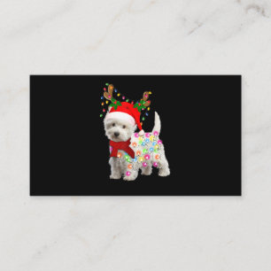Frohe Weihnachts-Weihnachten-Westie-Hunde-Rentier- Visitenkarte