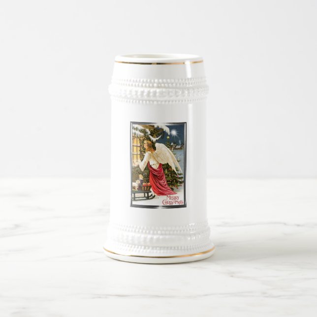 Frohe Weihnachts Weihnachts Weihnachtsangel Design Bierglas (Mittel)