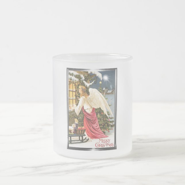 Frohe Weihnachts Weihnachts Weihnachtsangel Design Mattglastasse (Mittel)