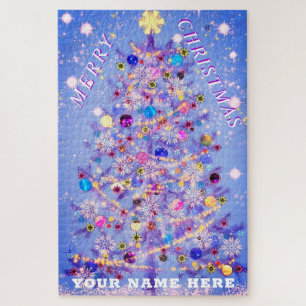 Frohe Weihnachts Weihnachtsbaum - Ihr Name Puzzle