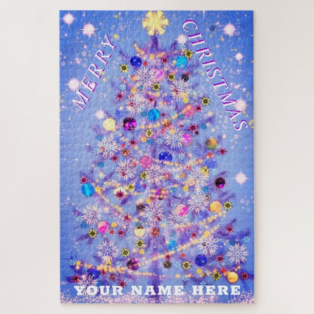 Frohe Weihnachts Weihnachtsbaum - Ihr Name Puzzle (Vertikal)