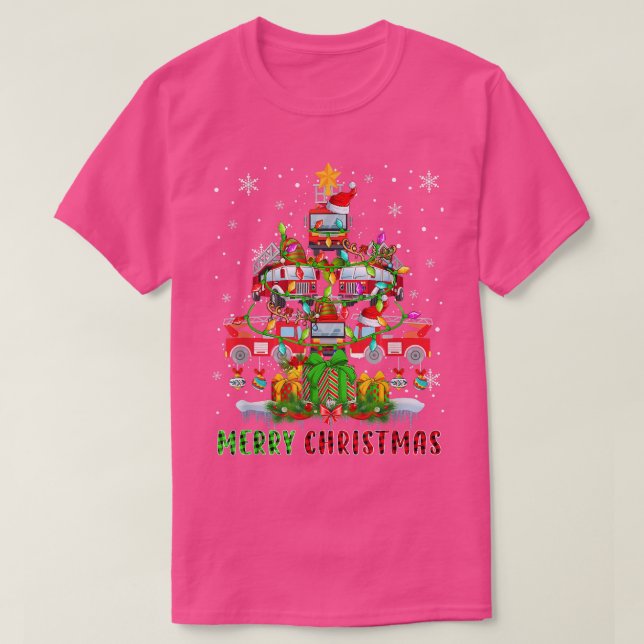 Frohe Weihnachts-Weihnachtsfeuer LKWs Xmas Tree Li T-Shirt (Design vorne)