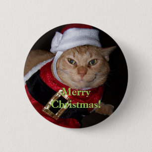 Frohe Weihnachts-Weihnachtskatzenschaltfläche Button