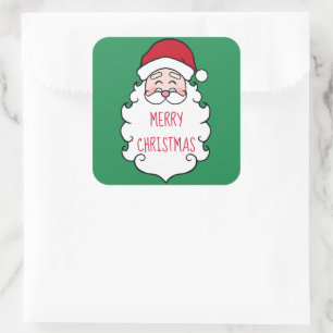 Frohe Weihnachts-Weihnachtsmann-Aufkleber Quadratischer Aufkleber
