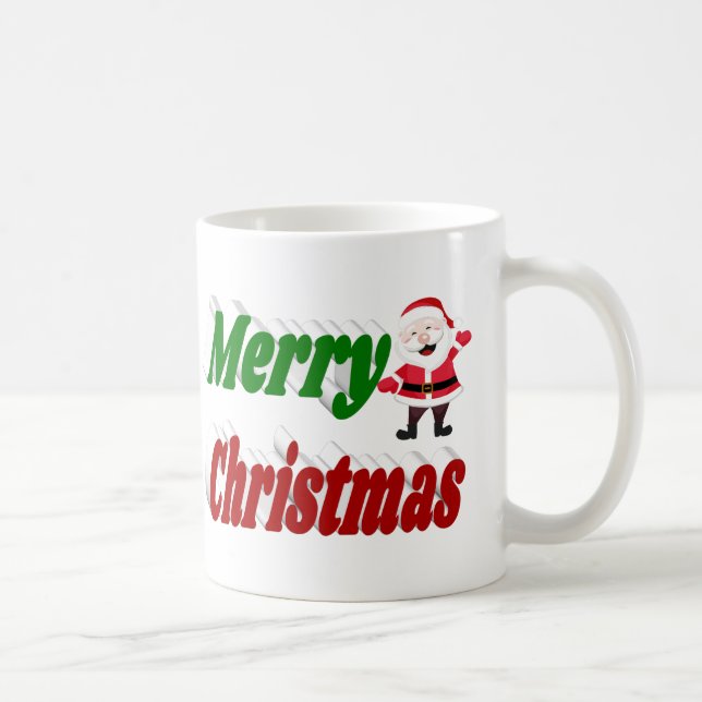 Frohe Weihnachts-Weihnachtsmann-Halbtypografie Kaffeetasse (Rechts)
