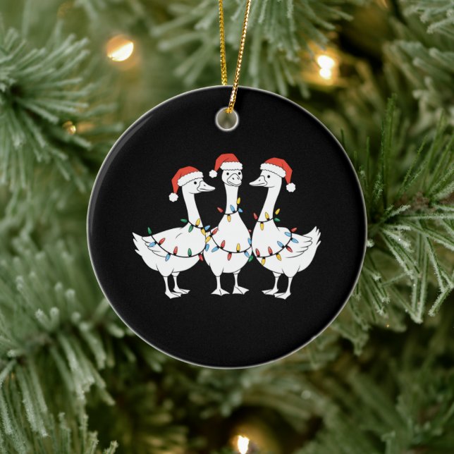 Frohe Weihnachts-Weihnachtsmannmütze Ducks Holiday Keramik Ornament (Baum)
