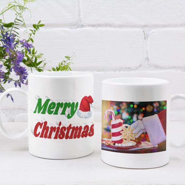 Frohe Weihnachts-Weihnachtsmannmütze Foto Typograf Kaffeetasse (Von Creator hochgeladen)