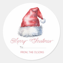 Frohe Weihnachts-Weihnachtsmannmütze Geschenk Tag  Runder Aufkleber