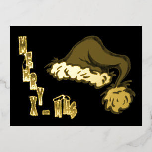 Frohe Weihnachts-Weihnachtsmannmütze Gold Foil Pos Folien Feiertagspostkarte