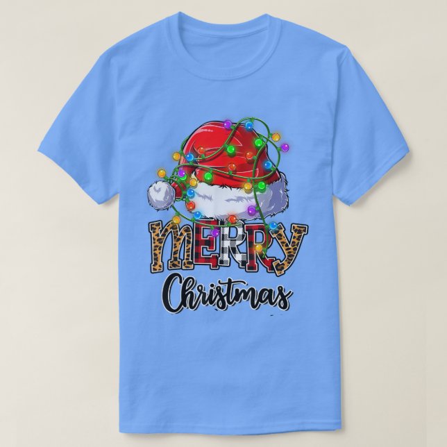 Frohe Weihnachts-Weihnachtsmannmütze Lights Leopar T-Shirt (Design vorne)