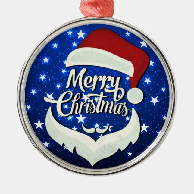 Frohe Weihnachts-Weihnachtsmannmütze Ornament Aus Metall (Vorne)