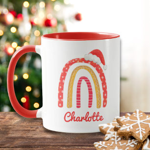 Frohe Weihnachts-Weihnachtsmannmütze Rainbow Perso Tasse