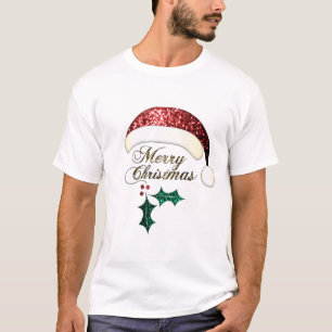 Frohe Weihnachts-Weihnachtsmannmütze Red Gold Gree T-Shirt