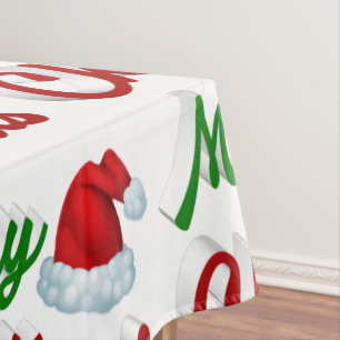 Frohe Weihnachts-Weihnachtsmannmütze Rot-Grün-Skri Tischdecke