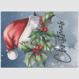 Frohe Weihnachts-Weihnachtsmannmütze und Weihnacht Seidenpapier