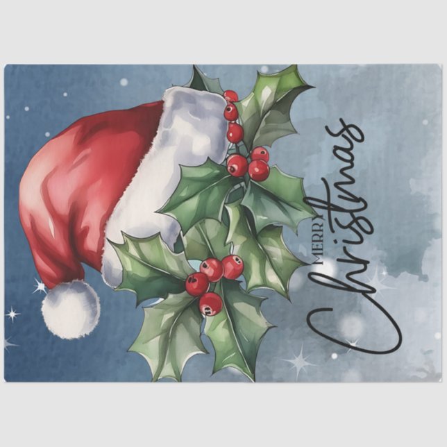 Frohe Weihnachts-Weihnachtsmannmütze und Weihnacht Seidenpapier (Vorderseite)