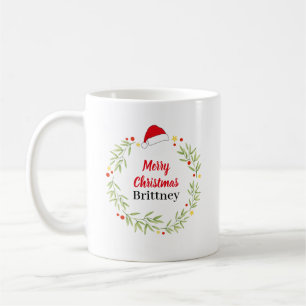 Frohe Weihnachts-Weihnachtsmannmütze Wreath Person Kaffeetasse