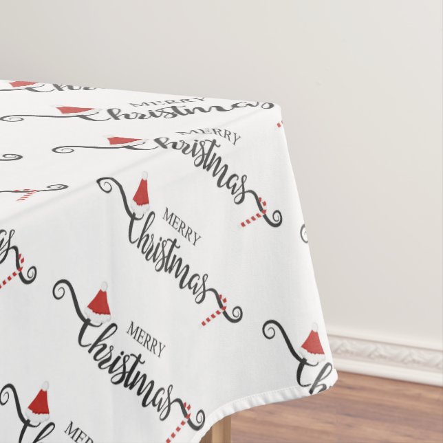 Frohe Weihnachts-Weihnachtsmannmützen und Candy Ca Tischdecke (Beispiel)