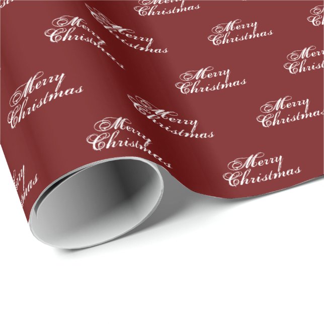 Frohe Weihnachts Weißburgund Wein-Maroon-Skript Geschenkpapier (Rolleneckpunkt)