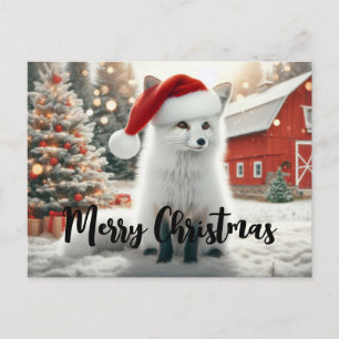 Frohe Weihnachts-White Fox Postkarte