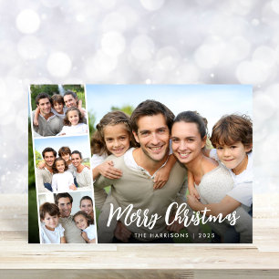 Frohe Weihnachts-White Script-Foto Strip Feiertagskarte