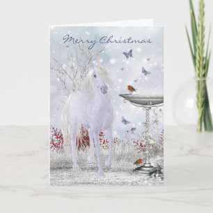 Frohe Weihnachts-Winter-Einhorn, Robins Feiertagskarte