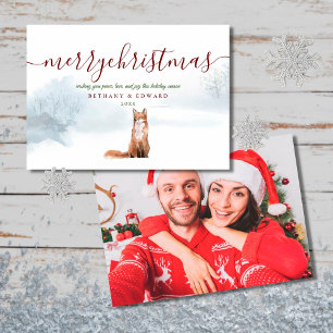 Frohe Weihnachts Winter Fox Couple Foto Feiertagskarte