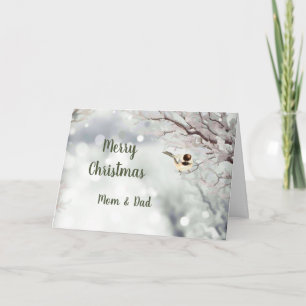 Frohe Weihnachts Winter Frost Bird Mama & Vater Feiertagskarte