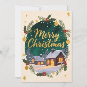 Frohe Weihnachts Winter Hütte Weihnachtskarte Feiertagskarte