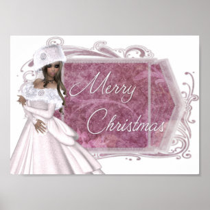 Frohe Weihnachts Winter Lady Design Print Poster