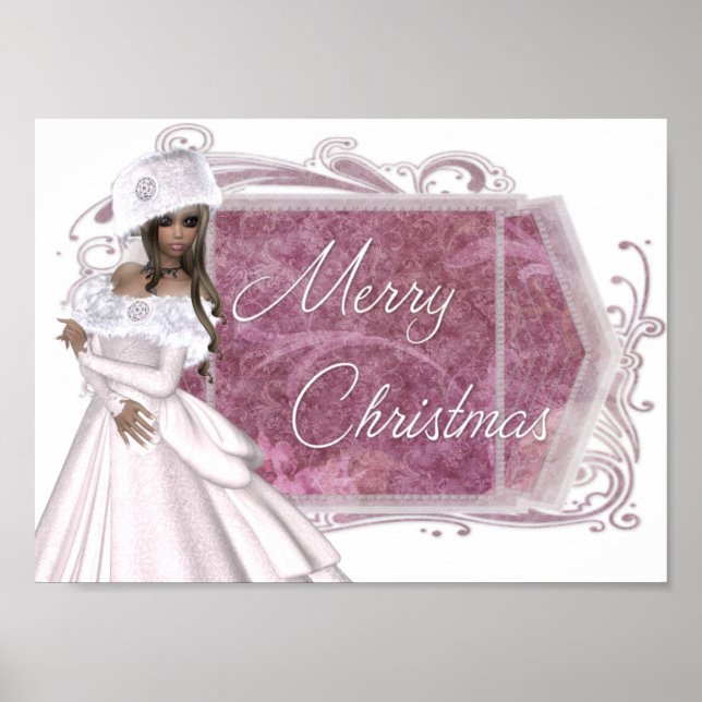 Frohe Weihnachts Winter Lady Design Print Poster (Vorne)