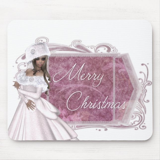 Frohe Weihnachts Winter Lady Designed Mousepad (Vorne)