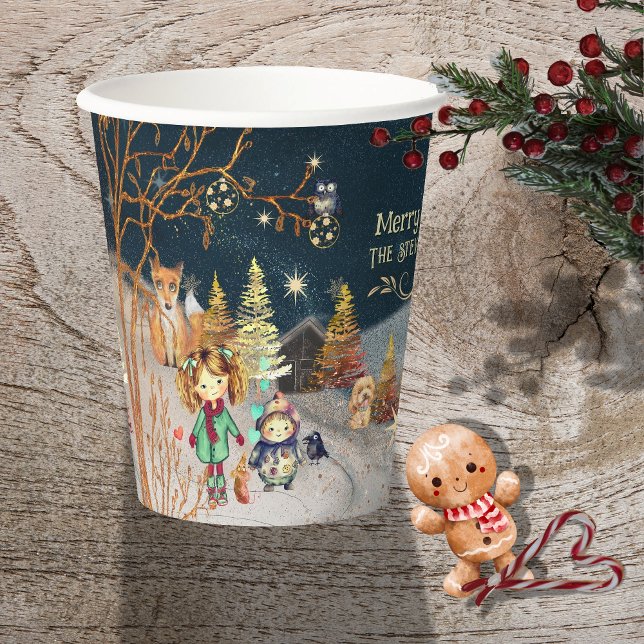 Frohe Weihnachts Winter Magic Blue Pappbecher (Merry Christmas Winter Magic Blue Paper Cups)