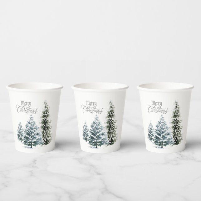 Frohe Weihnachts Winter Scene Paper Cup Pappbecher (Multi)