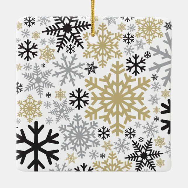 Frohe Weihnachts Winter Snowflake Muster Keramikornament (Rückseite)
