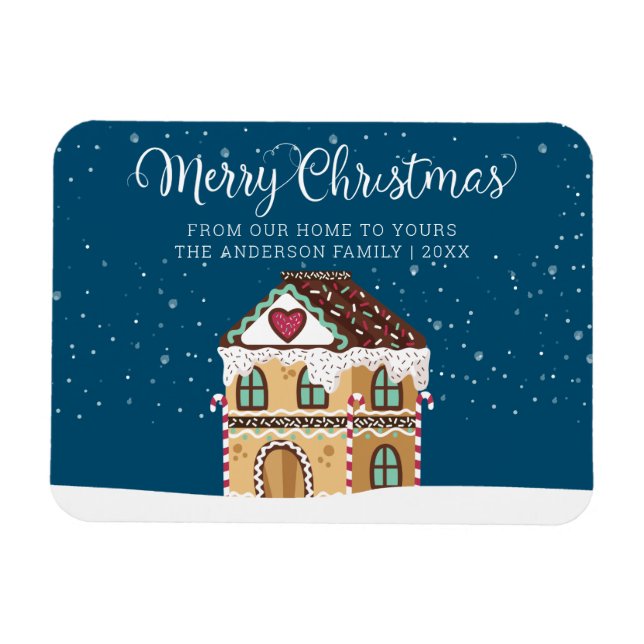 Frohe Weihnachts Winter Szene Gingerbread House Magnet (Horizontal)