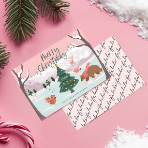 Frohe Weihnachts Winter Wonderland Woodland Tiere Feiertagskarte